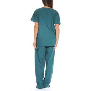Uniforme d'infirmière unisexe en toile tricotée respirante de haute qualité personnalisable Ensemble de blouses V-cou avec poche Pantalons à manches courtes - Product Image 4