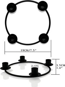 Soporte de vela en forma de anillo con 4 cabezas, soporte de vela negro moderno, anillo de Metal, portavelas decorativo de mesa, decoración de Navidad - Product Image 3