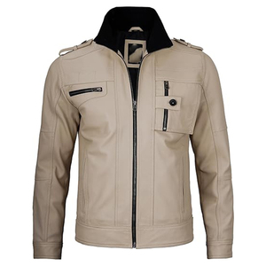 Veste en cuir de motard pour hommes à la mode de style luxe la plus vendue veste de moto originale en cuir de vachette et respirante pour hommes - Product Image 1