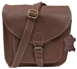 Bolso bandolera de cuero genuino marrón para mujer, bolso de hombro diario con eslinga y monedero cruzado - Product Image 1