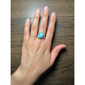 Navajo Made Golden Turquoise & Sterling <b>Silver</b> <b>Statement</b> <b>Ring</b> Vermeil Marquise Boho Style Size 8.25 for Everyday Wear - Product Image 5