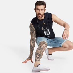 Nardon Apparel Fashion Regular Fit Straight Short Jeans Washed Denim Distressed Transpirable Mediados de cintura Casual Men Denim Shorts - Product Image 5