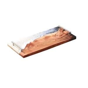 Plateau et sous-verres en bois de mangue avec revêtement en émail pour la maison à moindre coût plateau au design unique avec ensemble de sous-verres - Product Image 5