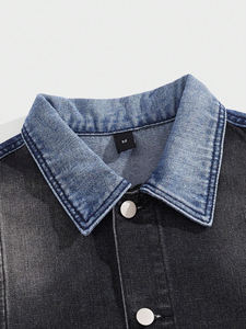 Veste denim en coton personnalisé de haute qualité Veste décontractée double couleur en denim délavé vintage de haute qualité pour hommes - Product Image 3