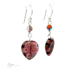 Beaded Resin Floral <b>Heart</b> <b>Earrings</b> - Product Image 1