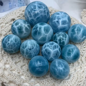 Lotes de piedras preciosas de bola de esfera de Larimar Natural de alta calidad Mezcla de piedras preciosas Larimar Deep Blue Dolphin Stone auténtico Larimar dominicano - Product Image 1