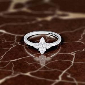 Moissanite de 0,11 quilates, corte redondo en anillo de diamante, diseño floral, K oro macizo de 10, 14K, 18K, con Juego de puntas, de moissanita de quilates, de quilates, de quilates - Product Image 4