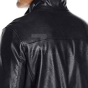 Top Selling Men's <b>Winter</b> <b>Leather</b> <b>Jacket</b> Stand Collar Front Logo Waterproof Breathable Lightweight Unique Design - Product Image 4