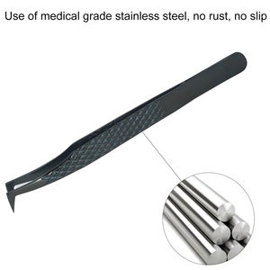 Pinzas para pestañas de agarre de diamante de acero inoxidable probadas a mano al por mayor/pinzas para pestañas de volumen de ángulo de 90 grados - Product Image 3