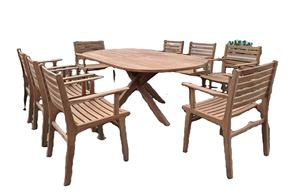 Ensemble de meubles d'extérieur en teck indonésien, chaises de patio modernes et table à manger ovale pour villa - Product Image 5
