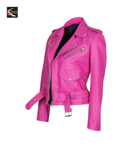 Veste de motard en cuir véritable veste de moto rose en gros pas cher prix production en vrac - Product Image 2