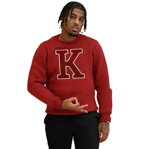 Big K KAP Chenille Sweatshirt Maroon Heavy Fleece Crewneck Brodé Grec Fraternité Apparel Premium Cotton Wear - Product Image 1