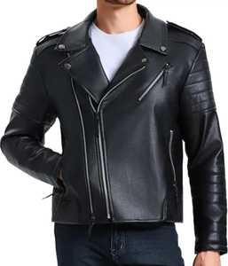 Veste en cuir classique pour homme, vestes de motard en cuir PU, style élégant, fermeture éclair asymétrique, qualité supérieure - Product Image 1