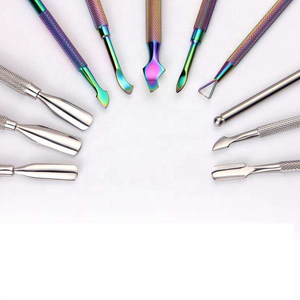 Outil pousse-cuticules en acier inoxydable multicolore de haute qualité, dissolvant de cuticules, manucure, double usage, réutilisable, durable, léger, pour les ongles - Product Image 6