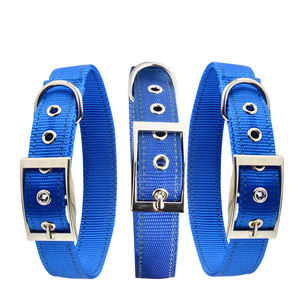 Collier de chien personnalisé bleu de luxe rubans de polyester réglables meilleur prix pour motif solide logo personnalisé blanc pour animaux de compagnie en gros - Product Image 1