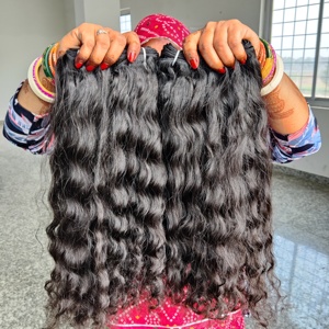 100% paquets de cheveux Remy indiens vierges bruts extensions de cheveux humains droits non transformés avec des vagues d'eau profondes - Product Image 5