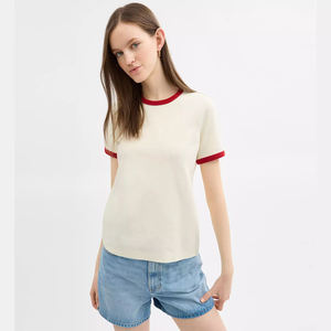 <b>Women's</b> Custom Logo Men's Ringer T Shirt Wholesale High Quality Tee Shirts Slim Fit Shorts Sleeve Crew Neck Sport Unisex Shirt - Product Image 6