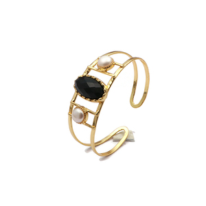 Beau bracelet onyx vert rubis teint bijoux bracelet ovale plaqué or bracelet rond minuscule onyx bijoux de bracelet de pierres précieuses - Product Image 5