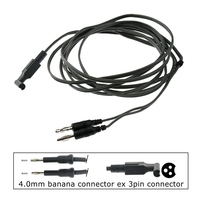 Câble réutilisable pour forceps électriques bipolaires, 3 mètres, silicone et métal, double connecteur banane 4,0 mm, prise 3 broches Ex IEC AHA Tab