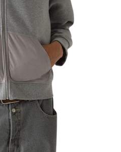 Mens Grey <b>Zip</b> Up <b>Hoodie</b> With Contrast <b>Pocket</b> Fleece Lined Casual Hooded Sweatshirt Front Zipper Streetwear Winter Wear Men - Product Image 6
