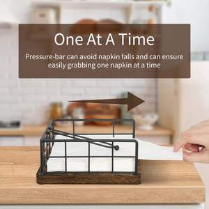 Servilletero plano para mesa, servilletero de granja para cafetería con brazo ponderado, servilletero ponderado de madera para cocina - Product Image 2