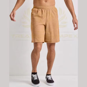 Pantalones cortos transpirables informales de calle alta para hombre, precio al por mayor, cintura elástica con patrón sólido teñido liso, 2024 - Product Image 6