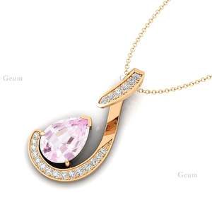 Venta al por mayor de oro sólido elegante Halo encanto colgante collares preciosos naturales morganita piedras preciosas colgantes finos reales encantos - Product Image 4