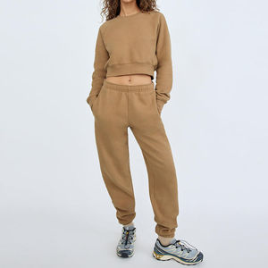 ชุดวอร์มผู้หญิงแบบมีฮู้ด พิมพ์ลายเรียบ สไตล์ลำลอง สำหรับฤดูหนาว ชุดออกกำลังกายสองชิ้น ชุดวิ่งจ๊อกกิ้ง  ขาย - Product Image 6