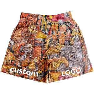 Short de haute qualité pour hommes Oem Illustration respirante Polyester sérigraphie Logo personnalisé Short décontracté en maille - Product Image 1