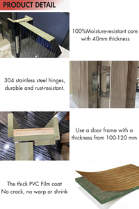 Puertas Interiores para Casas, Diseño Simple de MDF Compuesto, Panel Recubierto con Película de PVC, Puerta Precolgada Moderna Resistente a la Humedad - Product Image 5