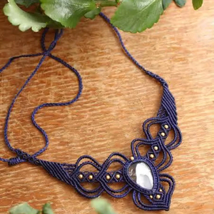 Nouveau collier en macramé avec chaîne argentée réglable vintage pour adolescentes - Cadeau de mariage - Product Image 1