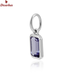 Personnalité de pierres précieuses naturelles style fait à la main en argent sterling 925 octogone tanzanite collier pendentifs - Product Image 2