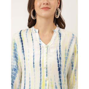 Divena Lady's XS <b>Floral</b> <b>Tie</b> Dye Blazer and Top Set Light Blue Streetwear with Lace Embroidery for Summer - Product Image 2