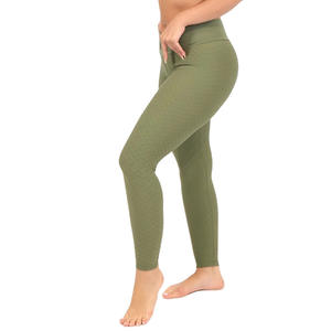 Pantalones de yoga deportivos sin costuras con etiqueta personalizada entrenamiento levantamiento de glúteos cintura alta gimnasio ropa de entrenamiento deportivo mallas para mujer - Product Image 1