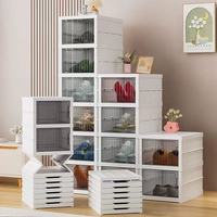 Boîte à chaussures pliable en plastique transparente, armoire de rangement anti-poussière, organisateur empilable, étagère à chaussures sans assemblage