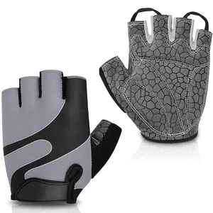 Gants d'équitation en cuir d'hiver antidérapants Motocross respirant demi-doigt moto main vélo course gants sans doigts - Product Image 6