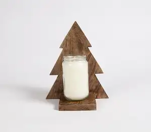 MOQ bajo Árbol de Navidad de madera Vidrio Vela perfumada de la casa del mayorista del fabricante