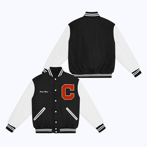 2024 hommes support université veste Logo personnalisé manches en cuir broderie noir Couple collège Baseball Streetwear Letterman Style - Product Image 2