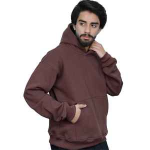 Sweats à capuche en molleton marron anti-boulochage pour hommes avec impression par transfert de chaleur pour les commandes personnalisées vêtements de sport en gros vêtements personnalisés - Product Image 4