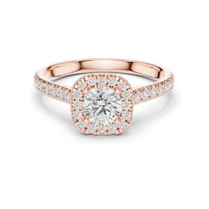 1.202 CT Round Brilliant Lab Diamond Halo <b>Ring</b> for Women VVS-VS EF Clarity 18KT, 14KT, 10KT Gold & 925 Silver Rose, - Product Image 3