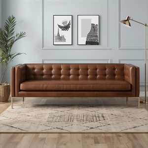 Sofá Curvo de Terciopelo de Estilo Moderno con Patas de Nogal, Ecológico y Duradero, Sofá de Tres Plazas para Sala de Estar, Villa y Taller - Product Image 1