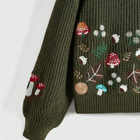 Nouveauté, pull décontracté pour femme en coton/laine, broderie tissée, couleur personnalisée, logo sur le devant, manches longues, pour vente en ligne