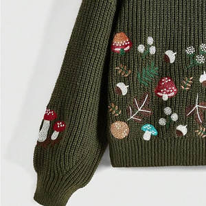 Suéter Casual Tejido Bordado para Mujer, Invierno, Algodón/Lana, Color Personalizado, Logotipo Frontal, Manga Larga, para Venta en Línea - Product Image 3