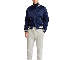 Veste universitaire rétro en satin personnalisé OEM des années 80 pour hommes, veste d'hiver de couleur côtelée à poignets élastiques, veste de style High Street pour hommes - Product Image 3