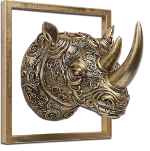 Cabeza de rinoceronte cromada detallada. Decoración de pared de safari audaz y reflectante. Disponible a precios de mayoreo. - Product Image 2