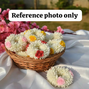 Artificial Jasmine & Satin Rose Gajra Bridal <b>Hair</b> Accessory, Haldi/Mehndi Floral Hairband, Mogra <b>Scrunchie</b>, Wristlet Bracelet - Product Image 6
