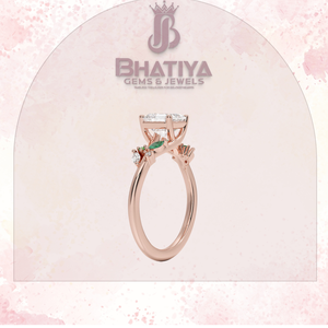 Anillo de Piedra Cuadrada Dorada Brillante con Banda Lateral de Cristal Floral para Mujer, Joyería de Gema Brillante de Lujo, Estilo Nupcial Elegante, Anillo Fino - Product Image 4