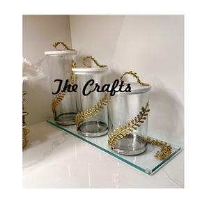 Glass And Metal Dates Canister <b>With</b> Marble <b>Lid</b> Customized Shape And Size <b>Storage</b> <b>Box</b> For Home Kitchen Use - Product Image 6