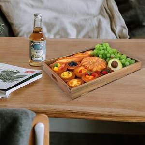 Plateau de service artisanal en bois d'acacia rustique, élégant plateau décoratif en noyer naturel, assiette de service alimentaire écologique - Product Image 3