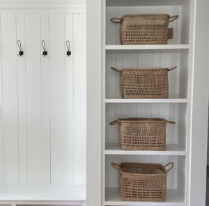 Cesta de almacenamiento de algas marinas rectangulares con asas artesanales de Vietnam - Product Image 5